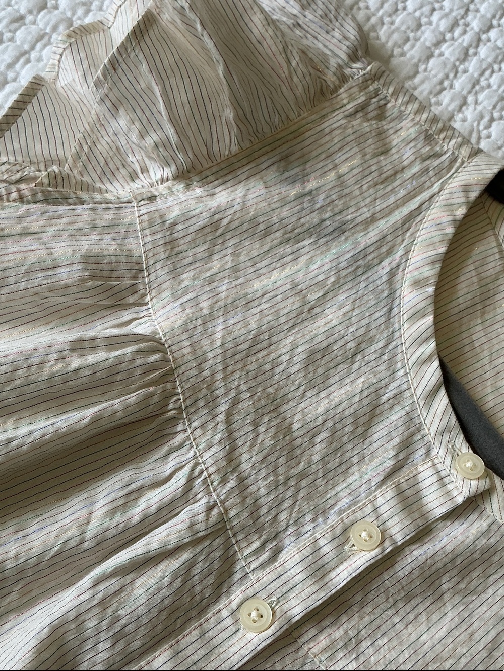 Madewell Cream and Beige Striped Ruffle-Sleeve Button-Up Top - Picture 4 of 4